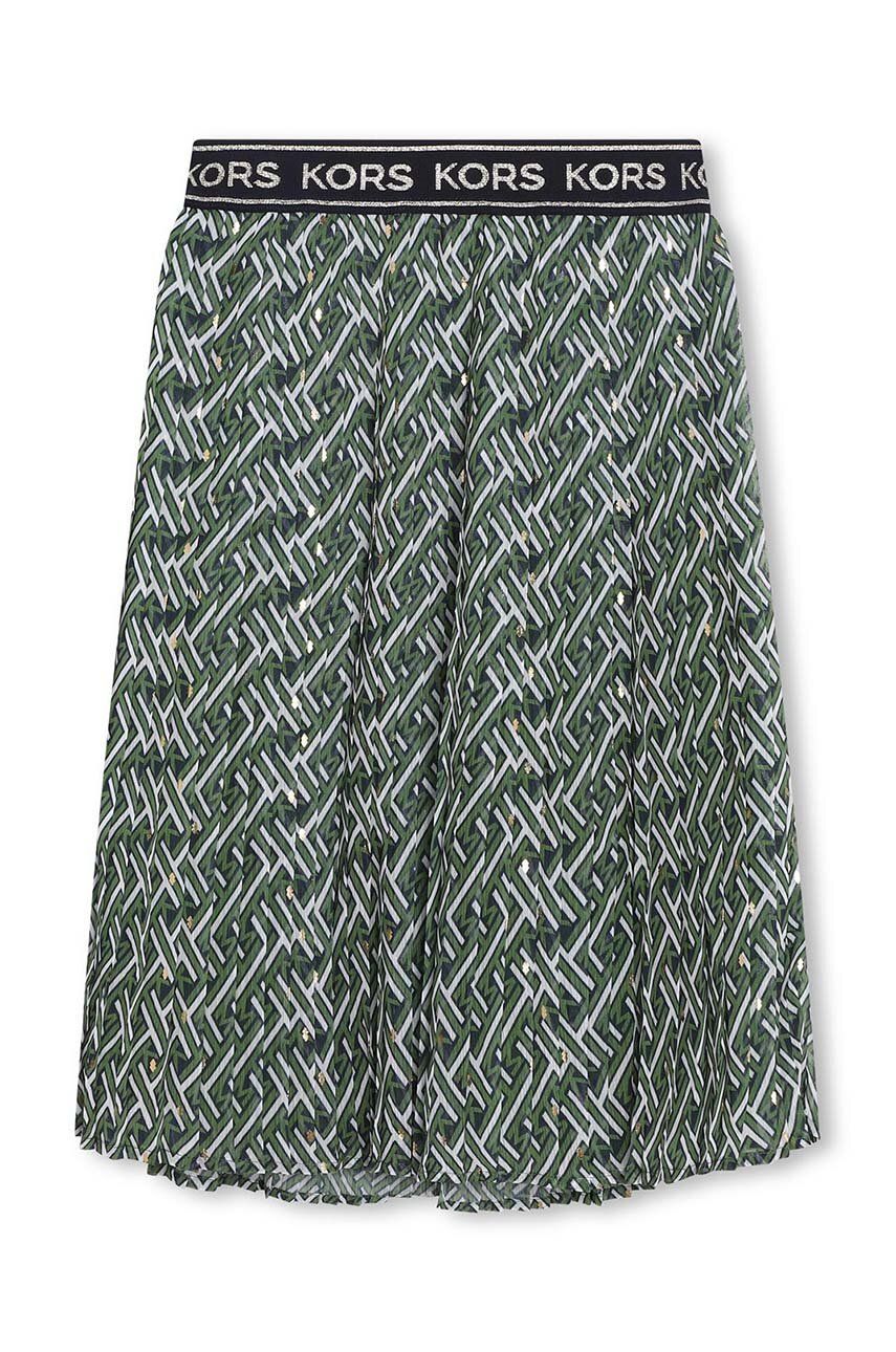 Dětská sukně Michael Kors zelená barva, midi, áčková - zelená -  Materiál č. 1: 100 % Viskóza