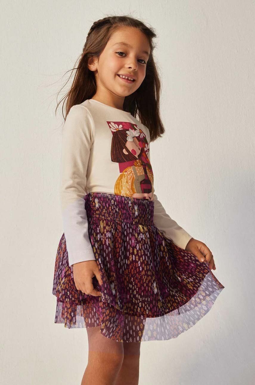 Dětská sukně Mayoral vínová barva, mini, áčková - burgundské -  100 % Polyester