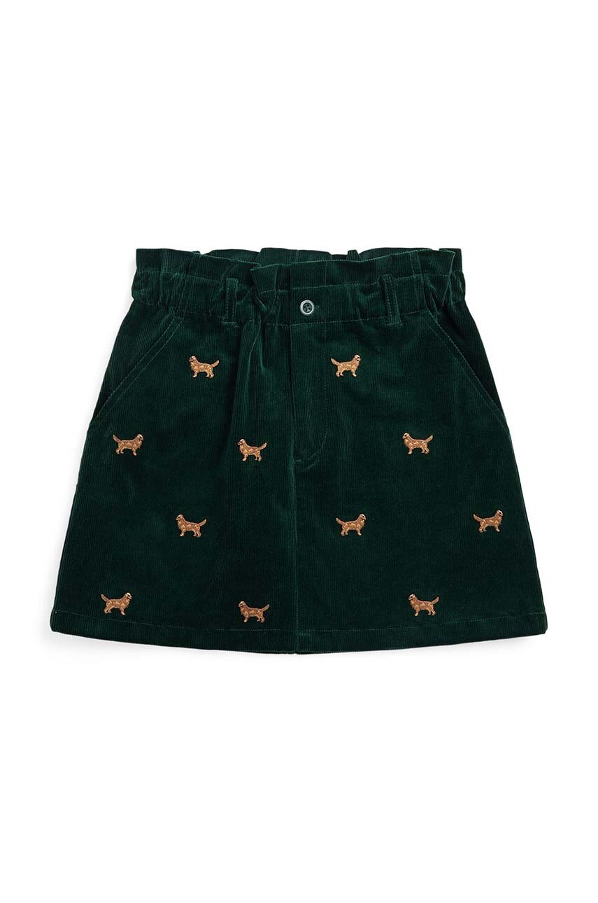 

Дитяча спідниця Polo Ralph Lauren колір зелений mini розкльошена