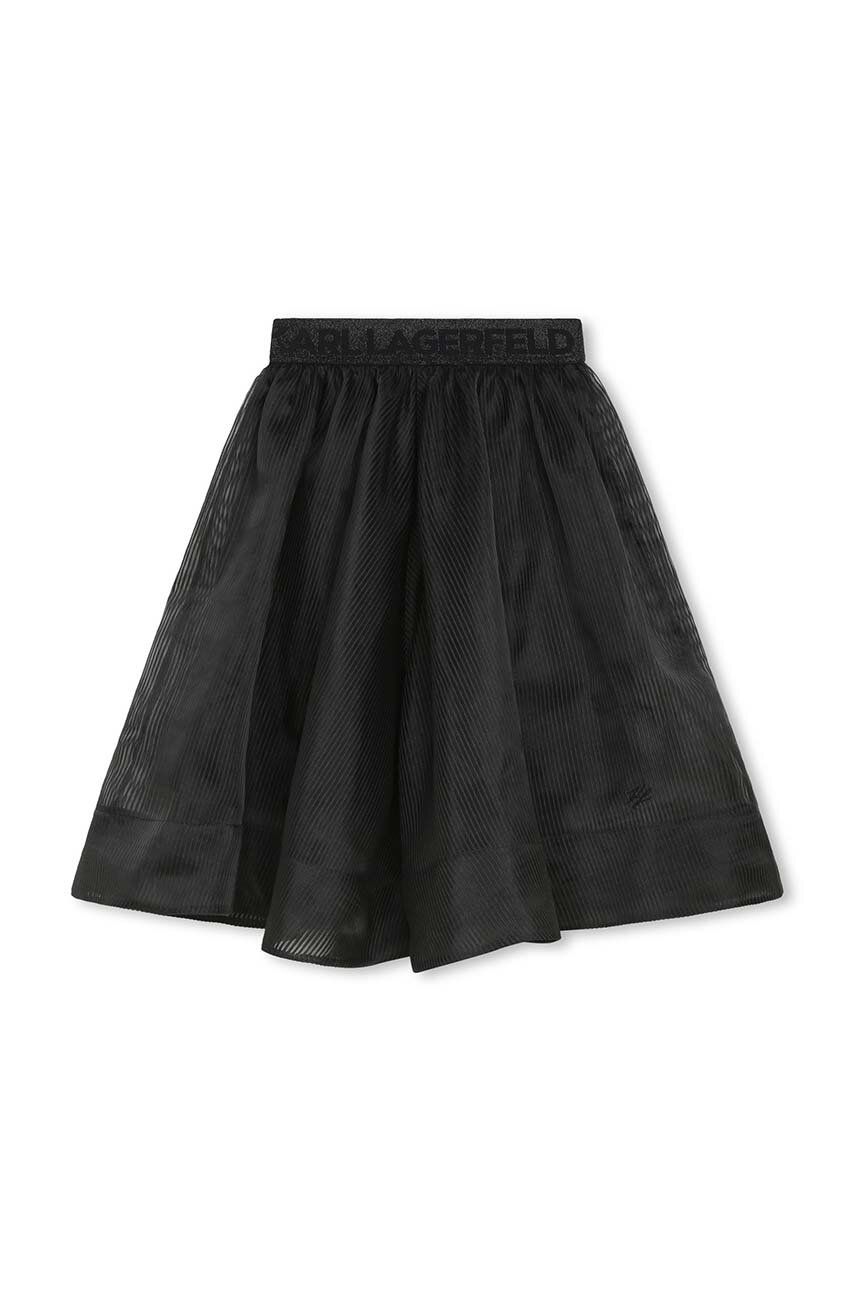 Levně Dětská sukně Karl Lagerfeld černá barva, midi, áčková
