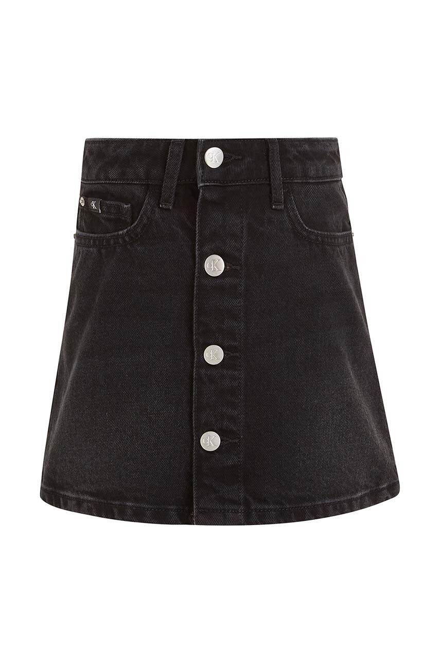 Dětská riflová sukně Calvin Klein Jeans černá barva, mini - černá - 100 % Bavlna