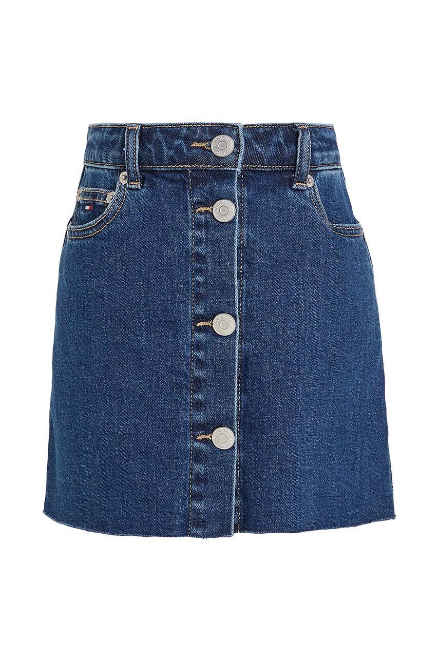 Dětská riflová sukně Tommy Hilfiger mini - modrá -  79 % Bavlna