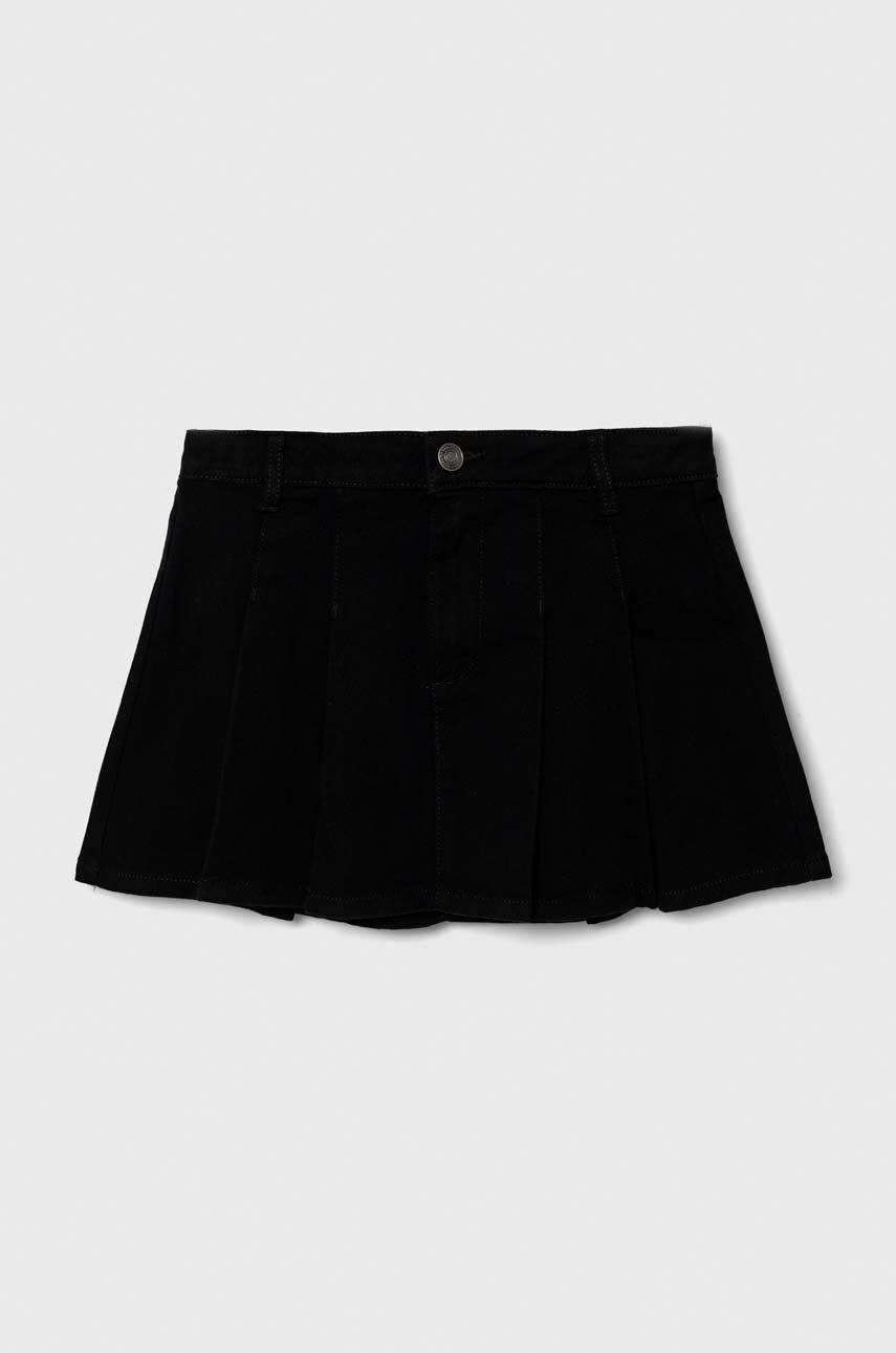 Levně Dětská riflová sukně United Colors of Benetton černá barva, mini, áčková