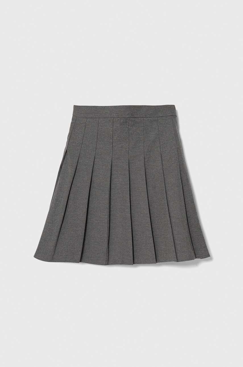 Dětská sukně United Colors of Benetton šedá barva, mini, áčková - šedá -  Hlavní materiál: 42 %