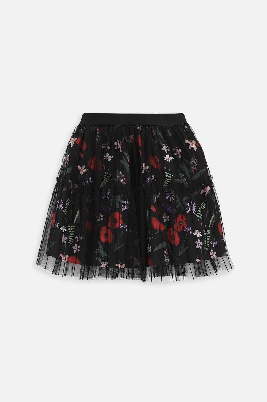 E-shop Dětská sukně Coccodrillo černá barva, mini, áčková