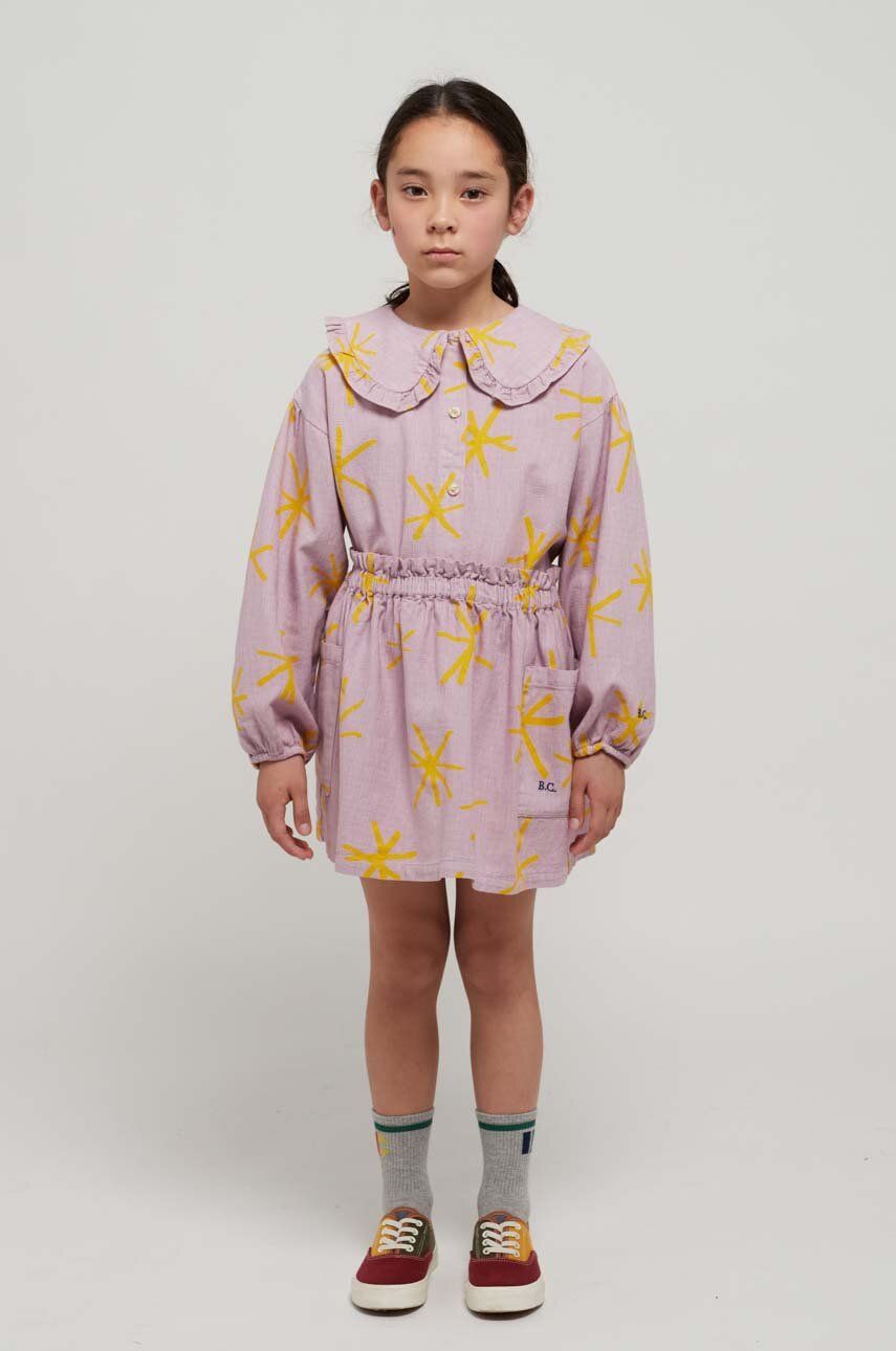 Levně Dětská bavlněná sukně Bobo Choses fialová barva, mini
