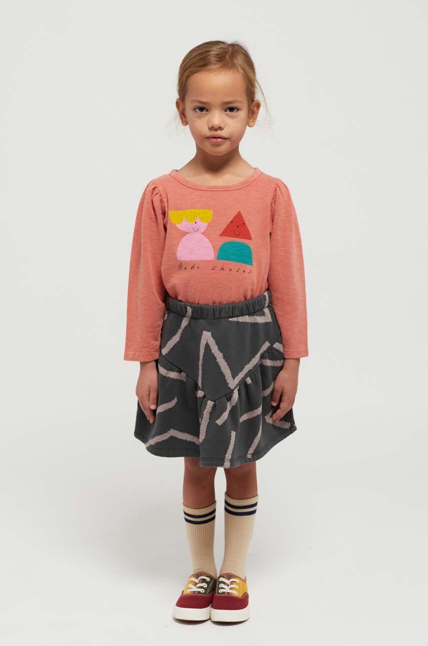 Dětská bavlněná sukně Bobo Choses šedá barva, mini - šedá - 100 % Organická bavlna
