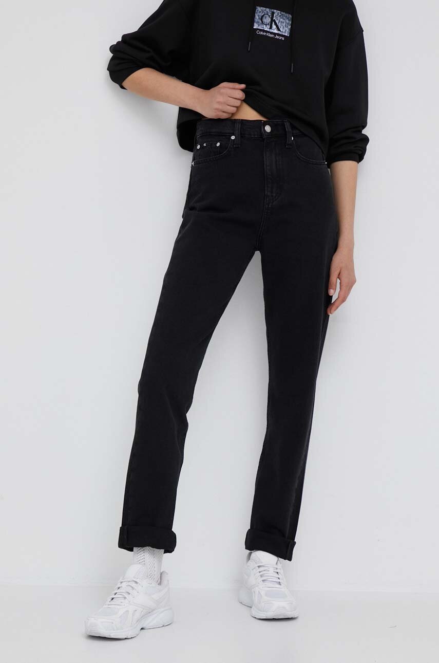 

Дънки Calvin Klein Jeans Authentic с висока талия, Черен