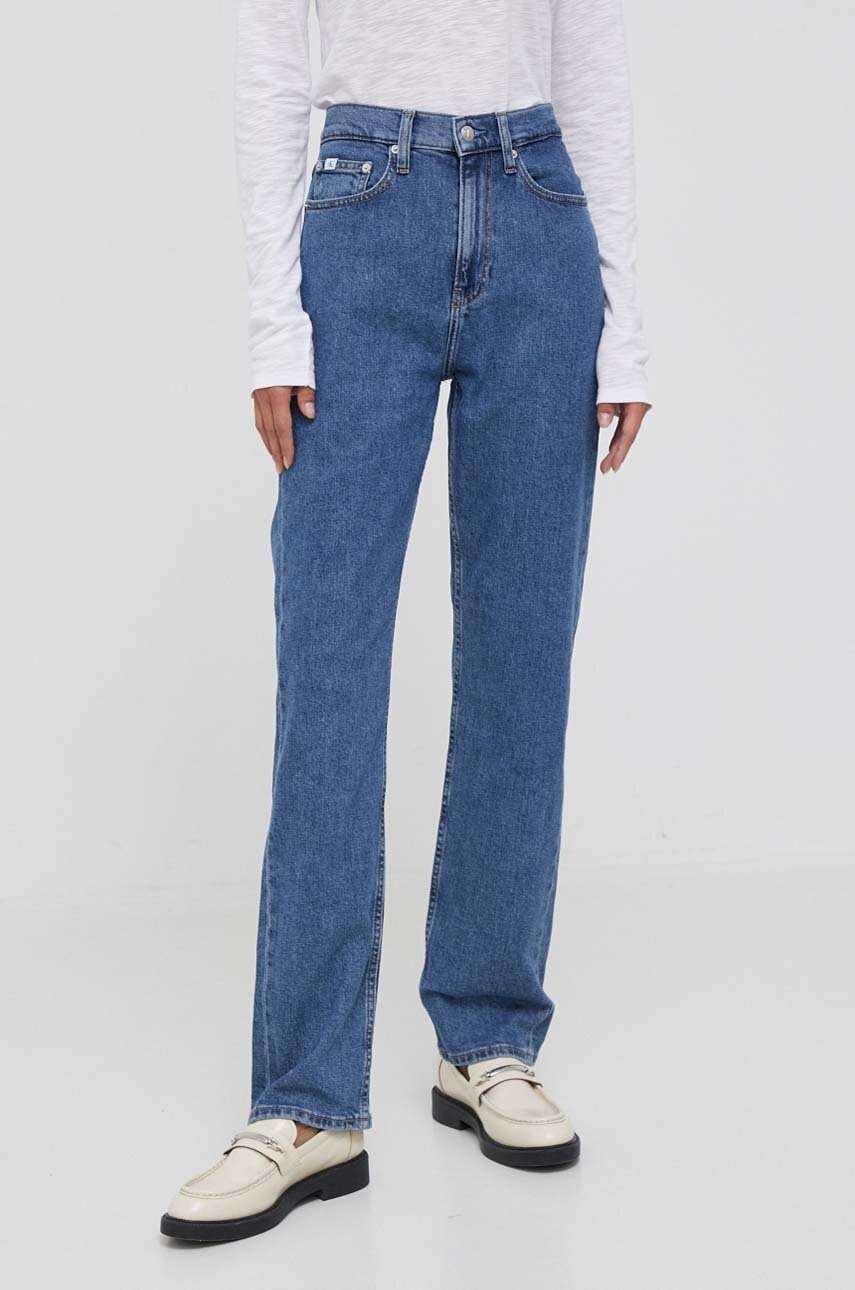 

Дънки Calvin Klein Jeans в с висока талия, Син