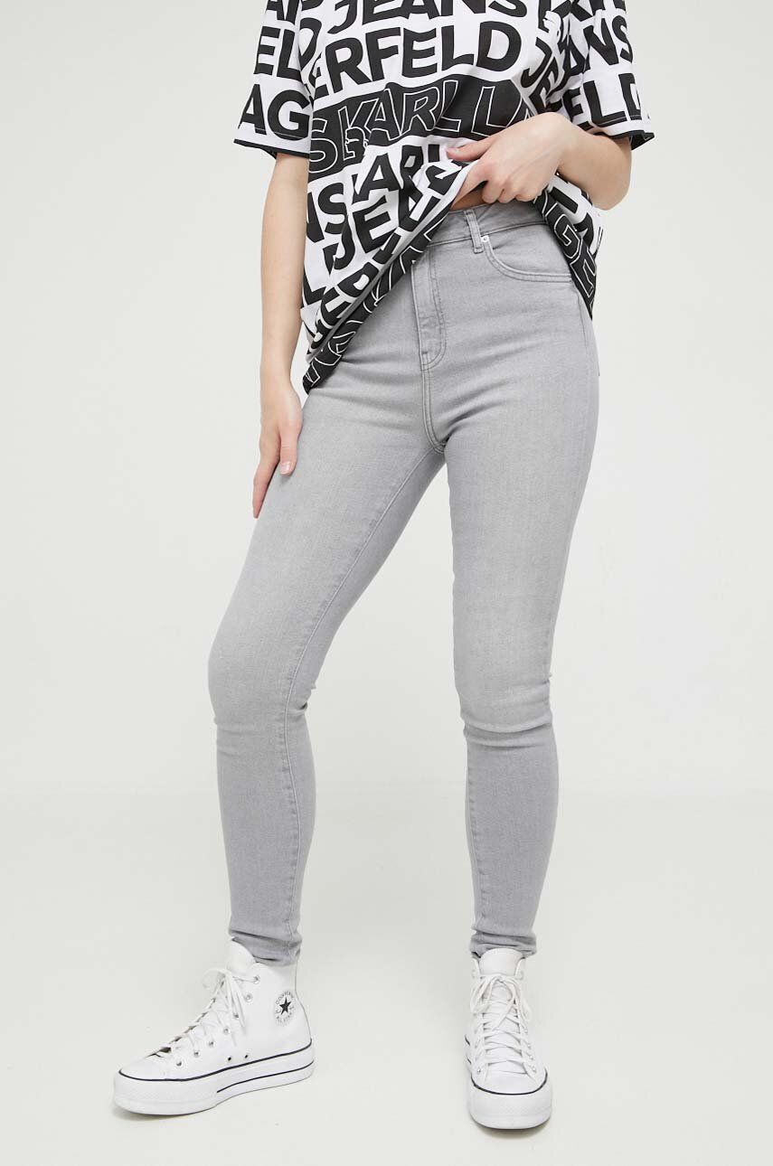 Levně Džíny Karl Lagerfeld Jeans dámské, šedá barva