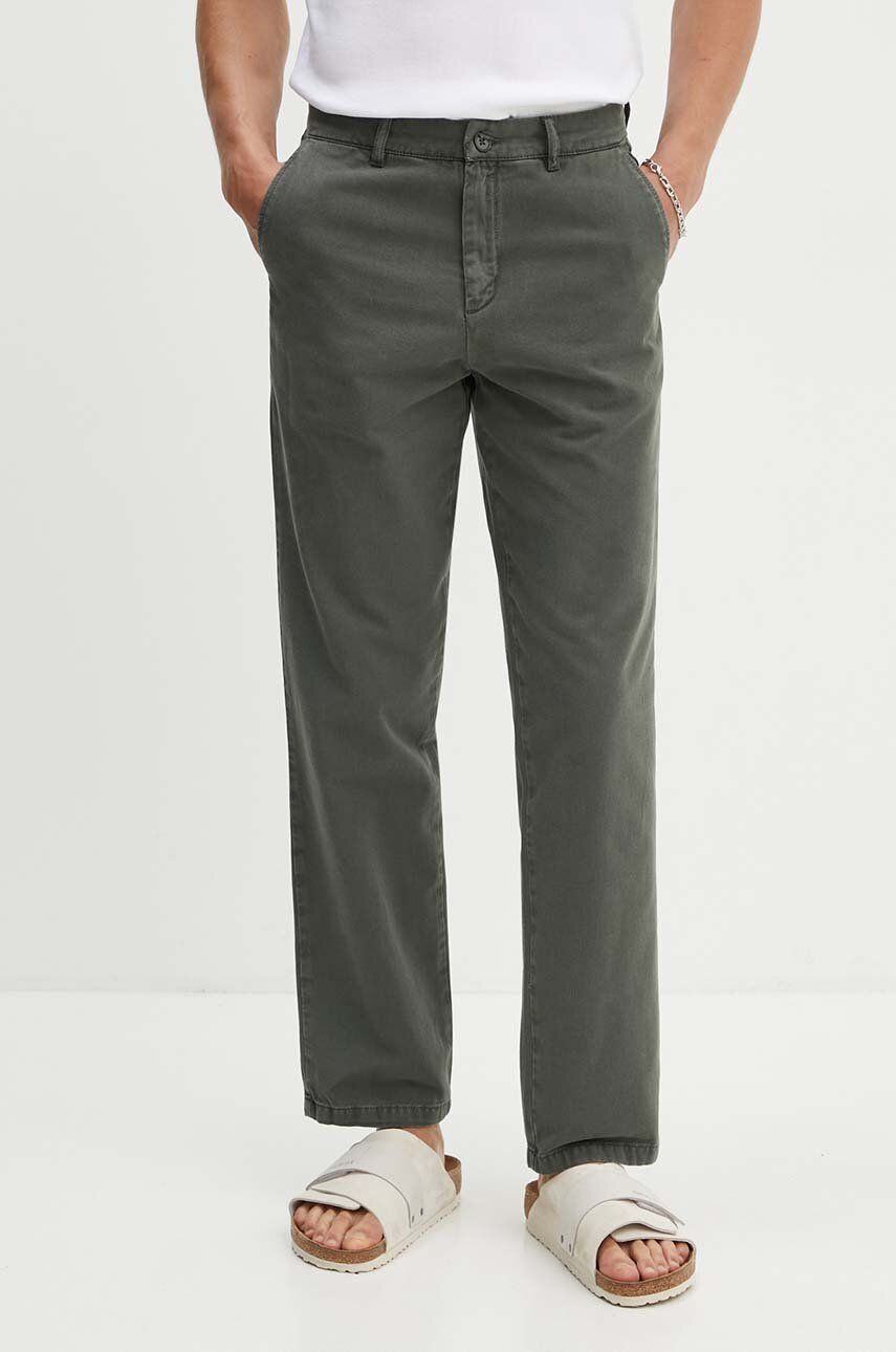 Kalhoty Samsoe Samsoe JOHNNY dámské, zelená barva, jednoduché, high waist, M23300059
