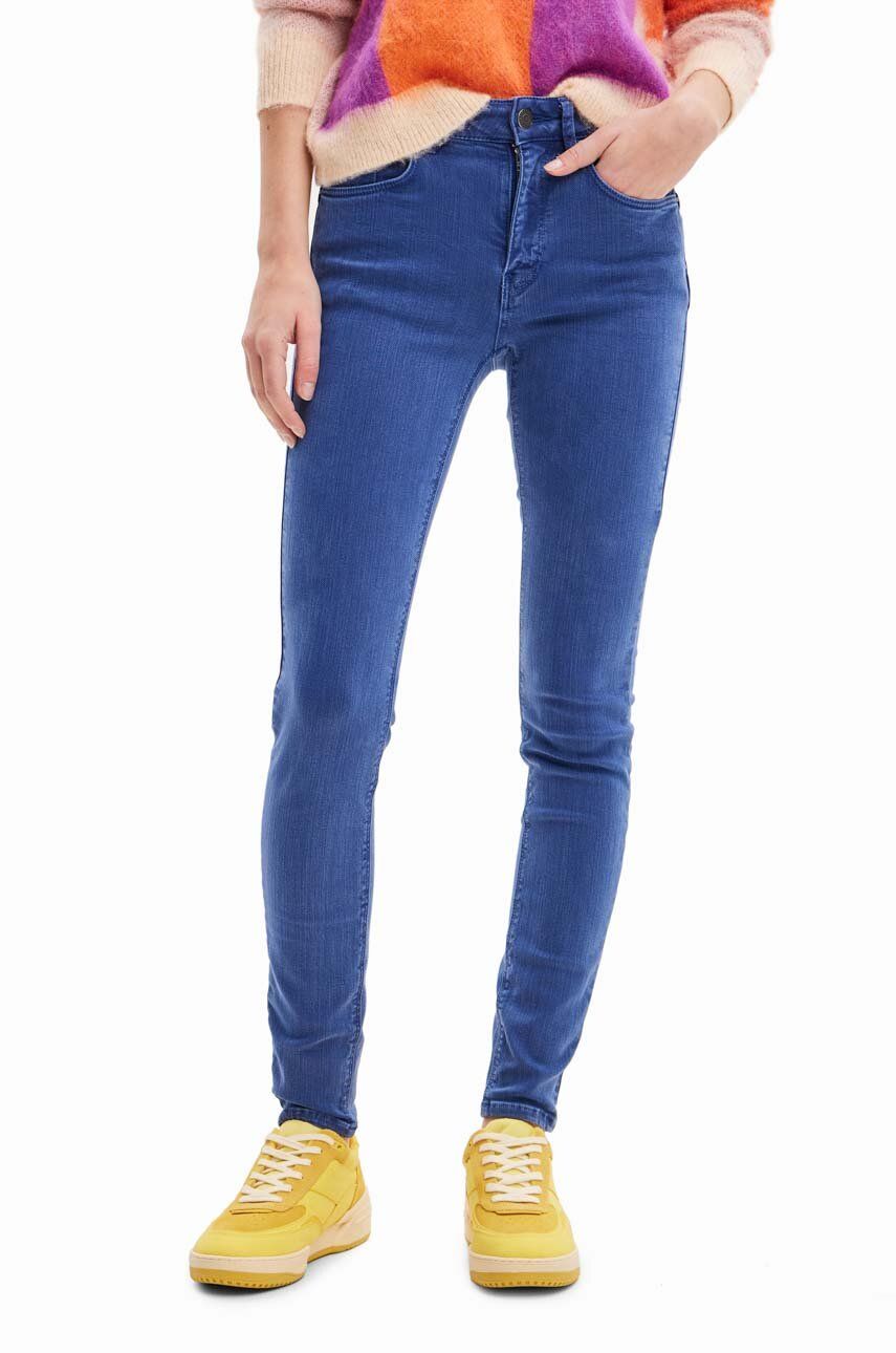 Desigual jeansi femei, culoarea albastru marin