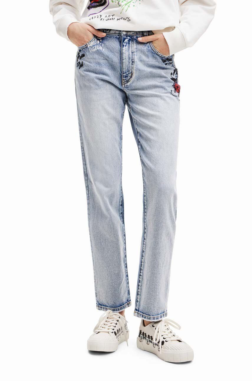 Desigual jeansi x Disney femei high waist