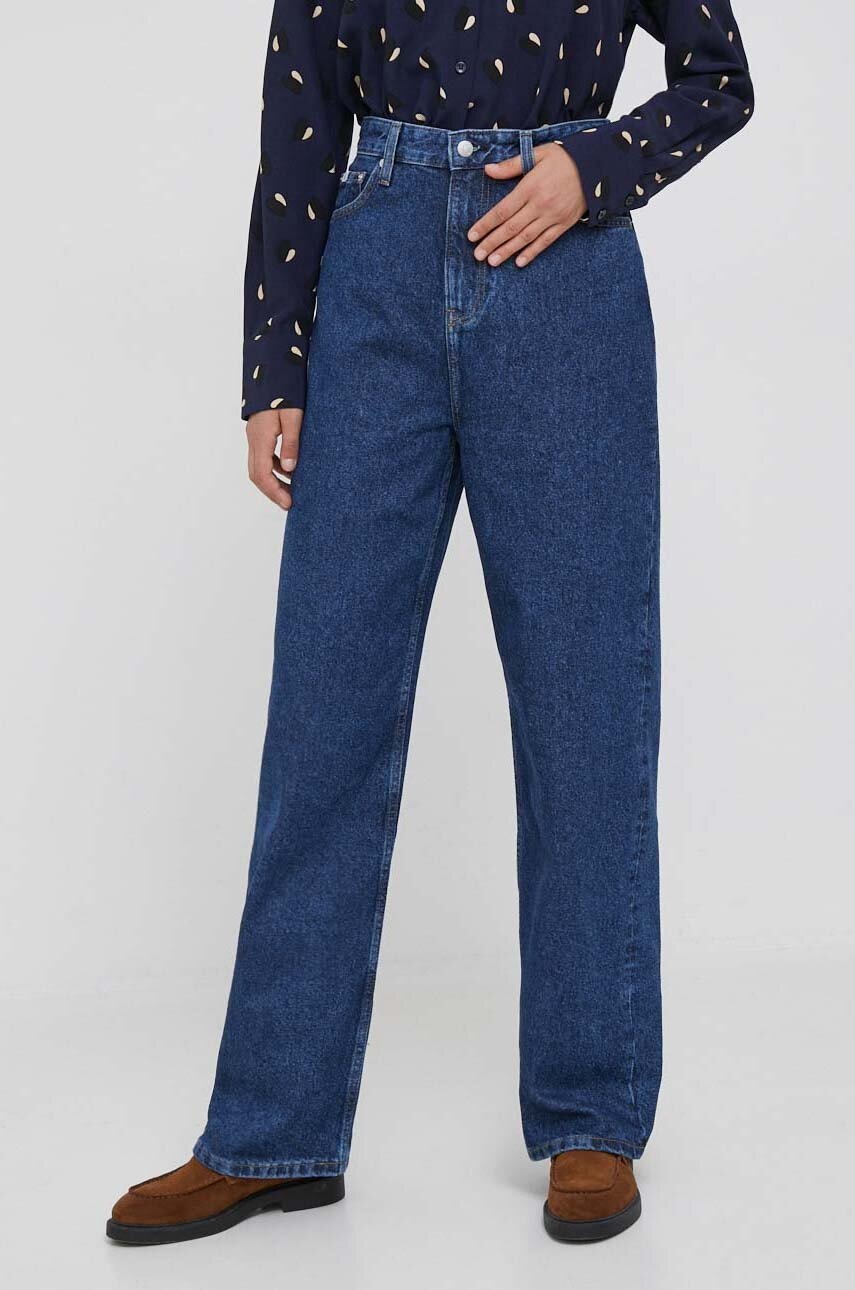 

Дънки Calvin Klein Jeans в с висока талия, Тъмносин