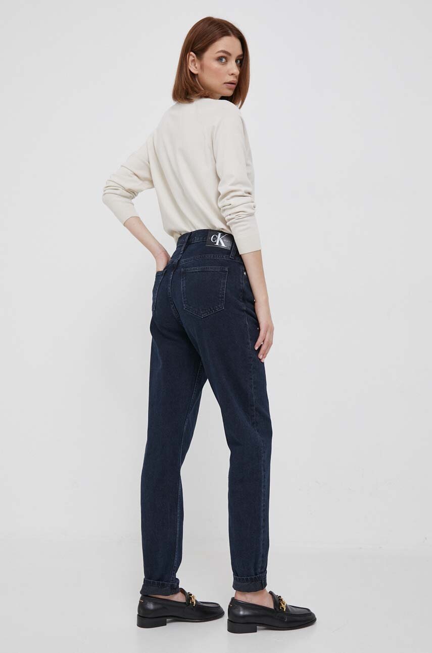 

Дънки Calvin Klein Jeans в с висока талия, Тъмносин