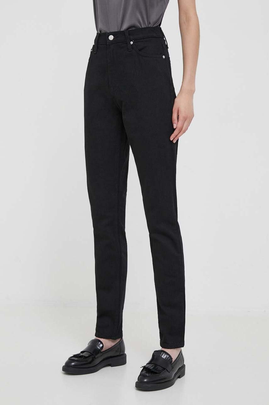 

Дънки Calvin Klein Jeans в с висока талия, Черен
