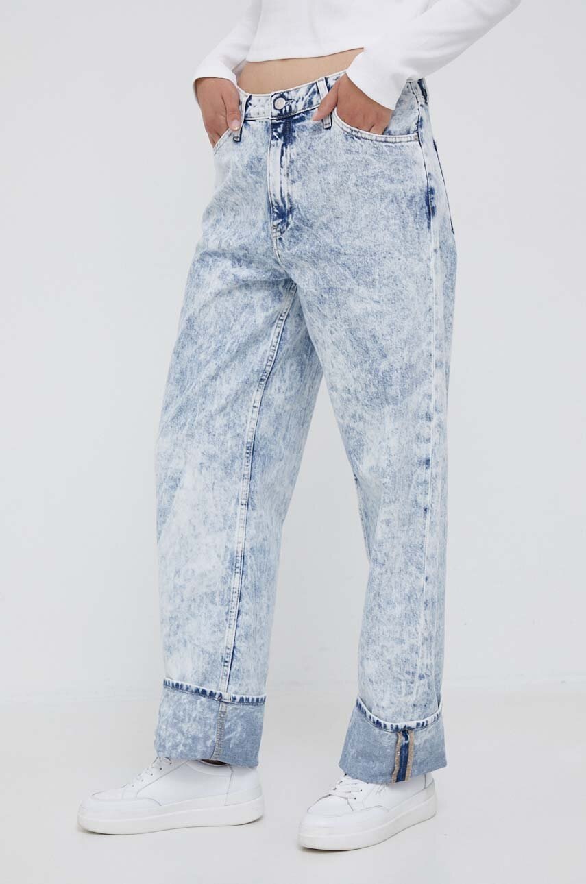 

Дънки Calvin Klein Jeans 90s с висока талия, Син