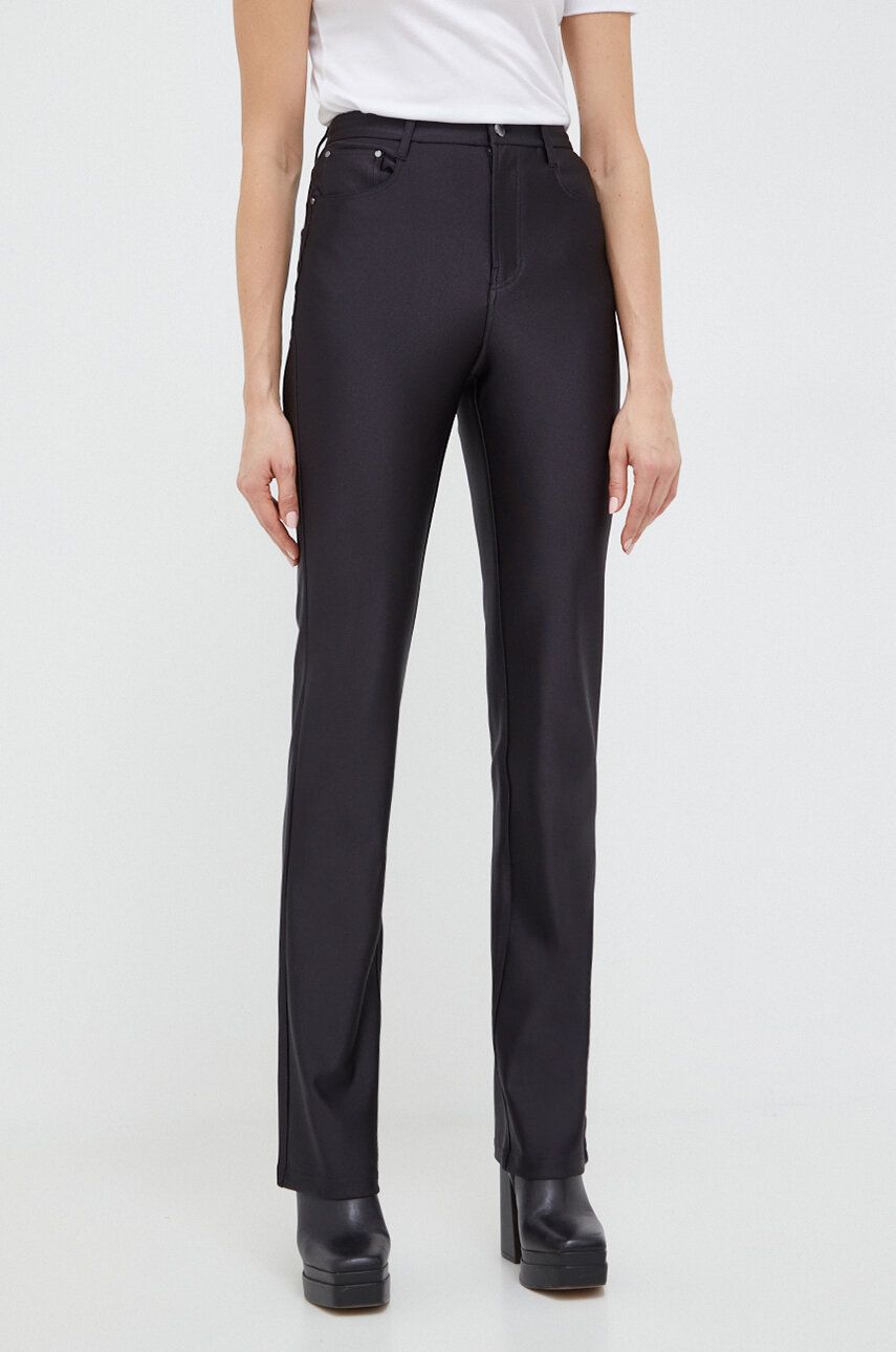 Levně Kalhoty Guess dámské, černá barva, jednoduché, high waist, W4RA33 KC4C0
