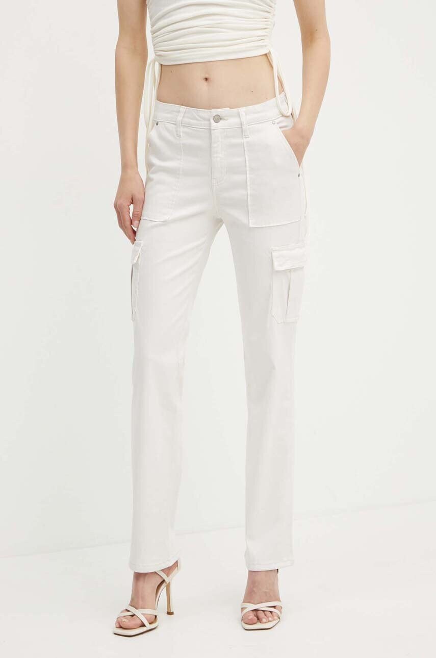 Levně Kalhoty Guess dámské, šedá barva, jednoduché, high waist, W4RB59 W93CL