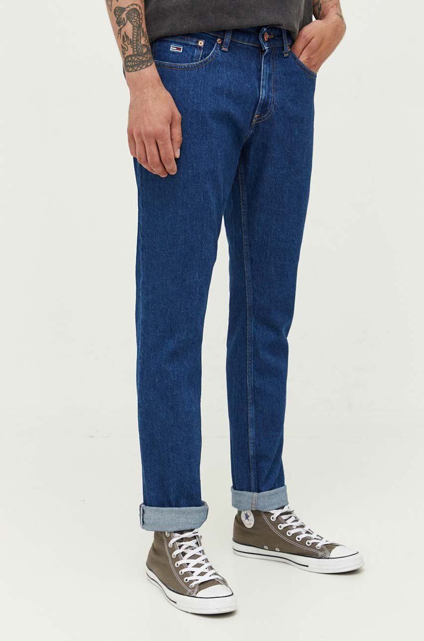 Džíny Tommy Jeans pánské, tmavomodrá barva - námořnická modř -  80 % Bavlna