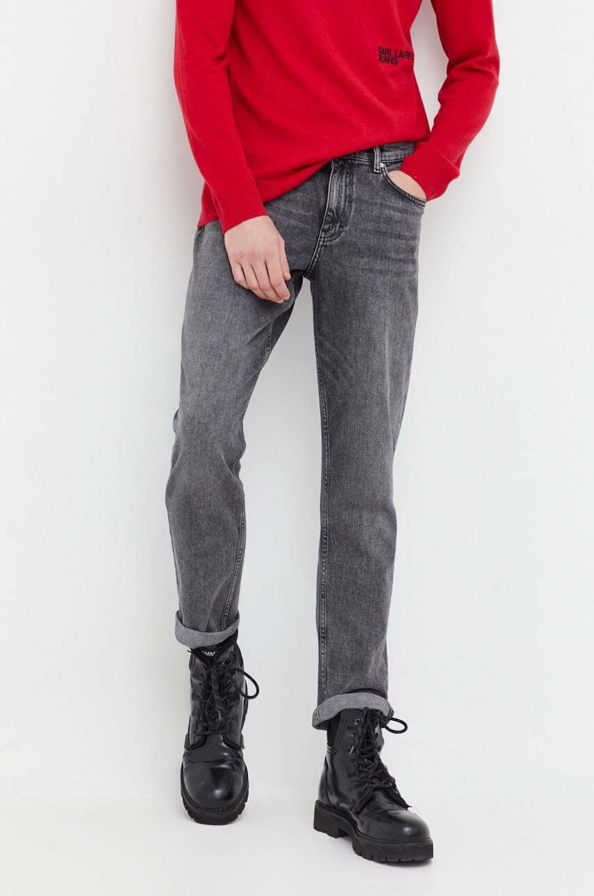 Levně Džíny Karl Lagerfeld Jeans Monogram pánské, šedá barva