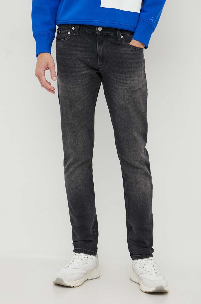 Džíny Calvin Klein Jeans pánské, šedá barva - šedá - 99 % Bavlna