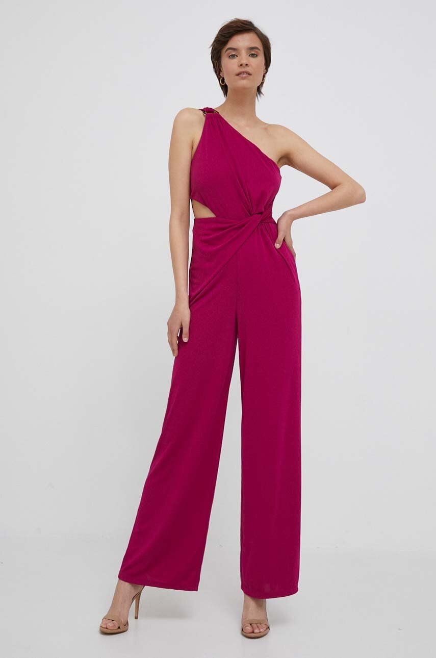 Overal Lauren Ralph Lauren růžová barva, s kulatým průkrčníkem - růžová -  Hlavní materiál: 94 