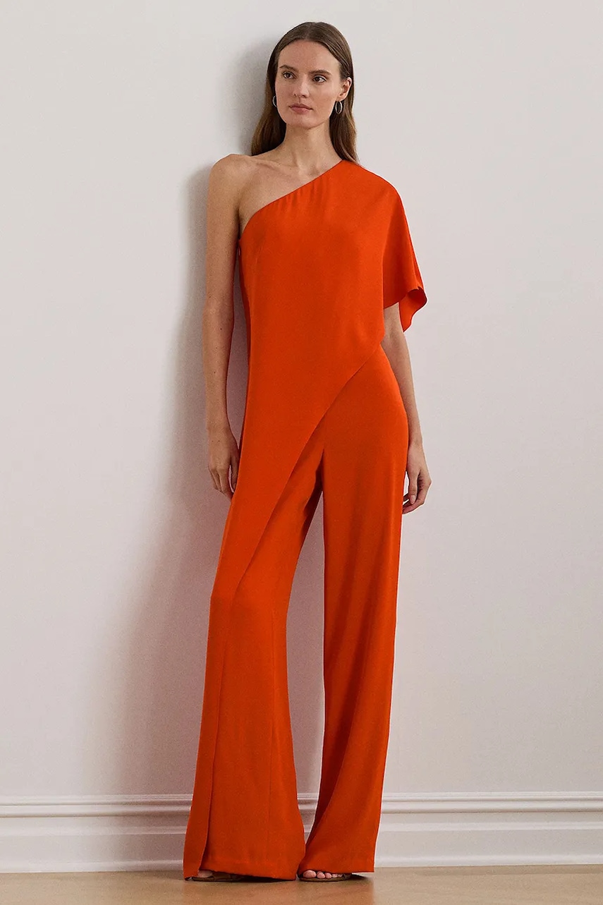 Lauren Ralph Lauren kombinezon kolor pomarańczowy z dekoltem okrągłym 253909456