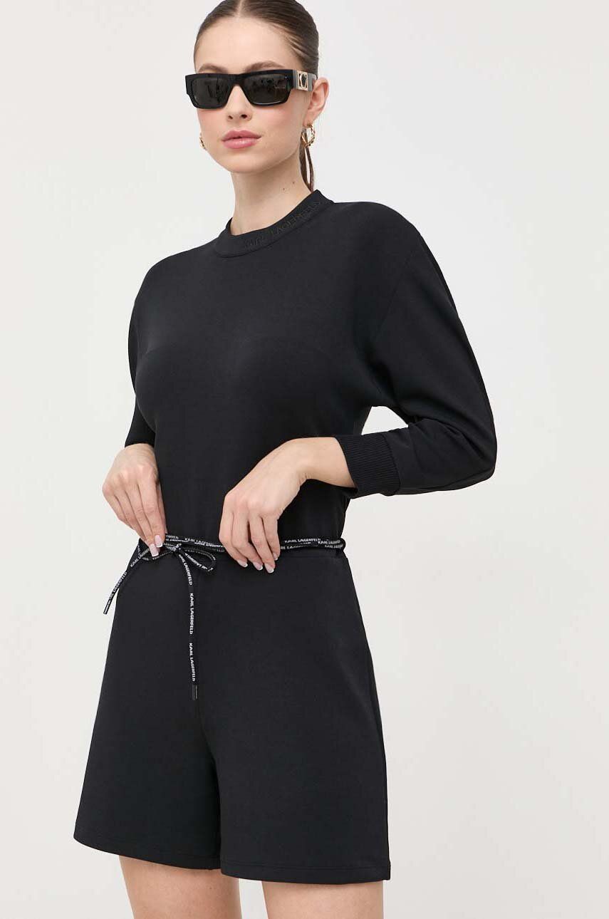 Overal Karl Lagerfeld černá barva, s kulatým průkrčníkem - černá -  51 % Modal