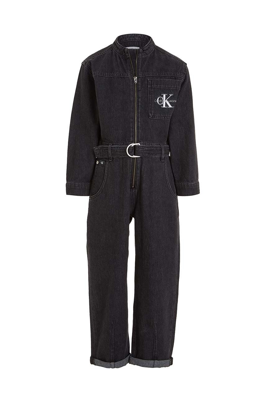 Dětský overal Calvin Klein Jeans černá barva, bavlněný - černá - 100 % Bavlna
