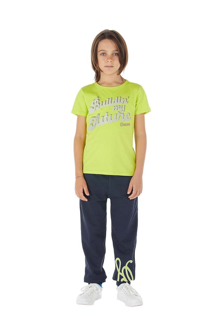 Дитячі бавовняні штани Guess колір синій візерунок Дитячі бавовняні штани Guess колір синій візерунок