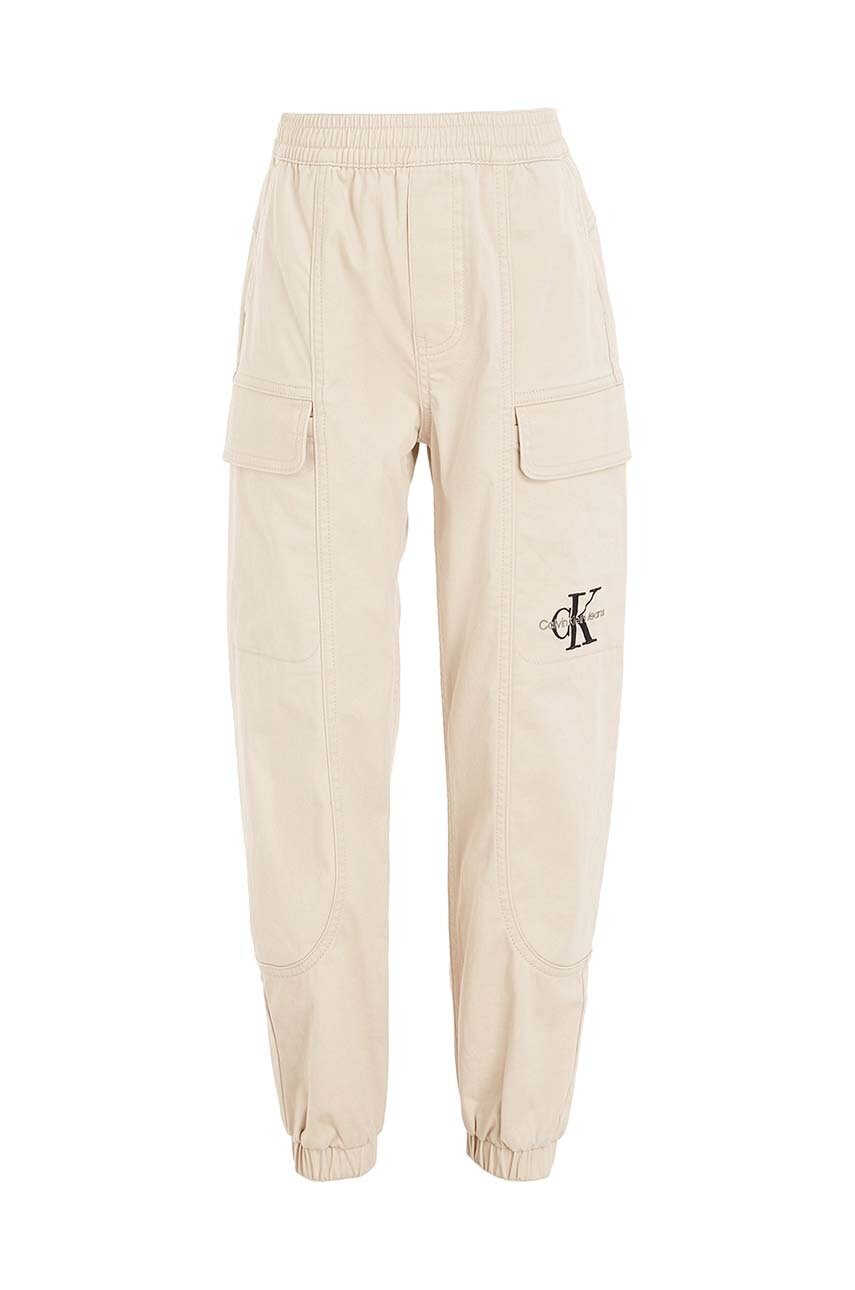 Детские брюки Calvin Klein Jeans цвет бежевый однотонные Детские брюки Calvin Klein Jeans цвет бежевый однотонные