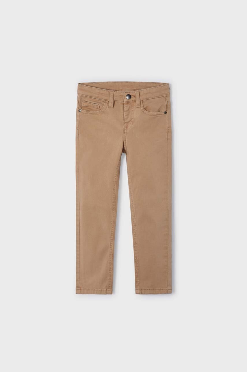 

Детски панталон Mayoral slim fit в бежово с изчистен дизайн, Бежов