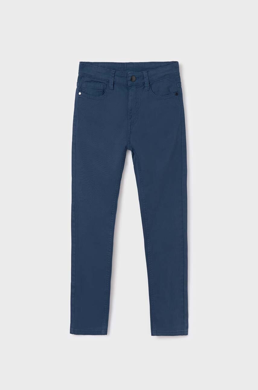 

Детски панталон Mayoral slim fit в синьо с изчистен дизайн, Син