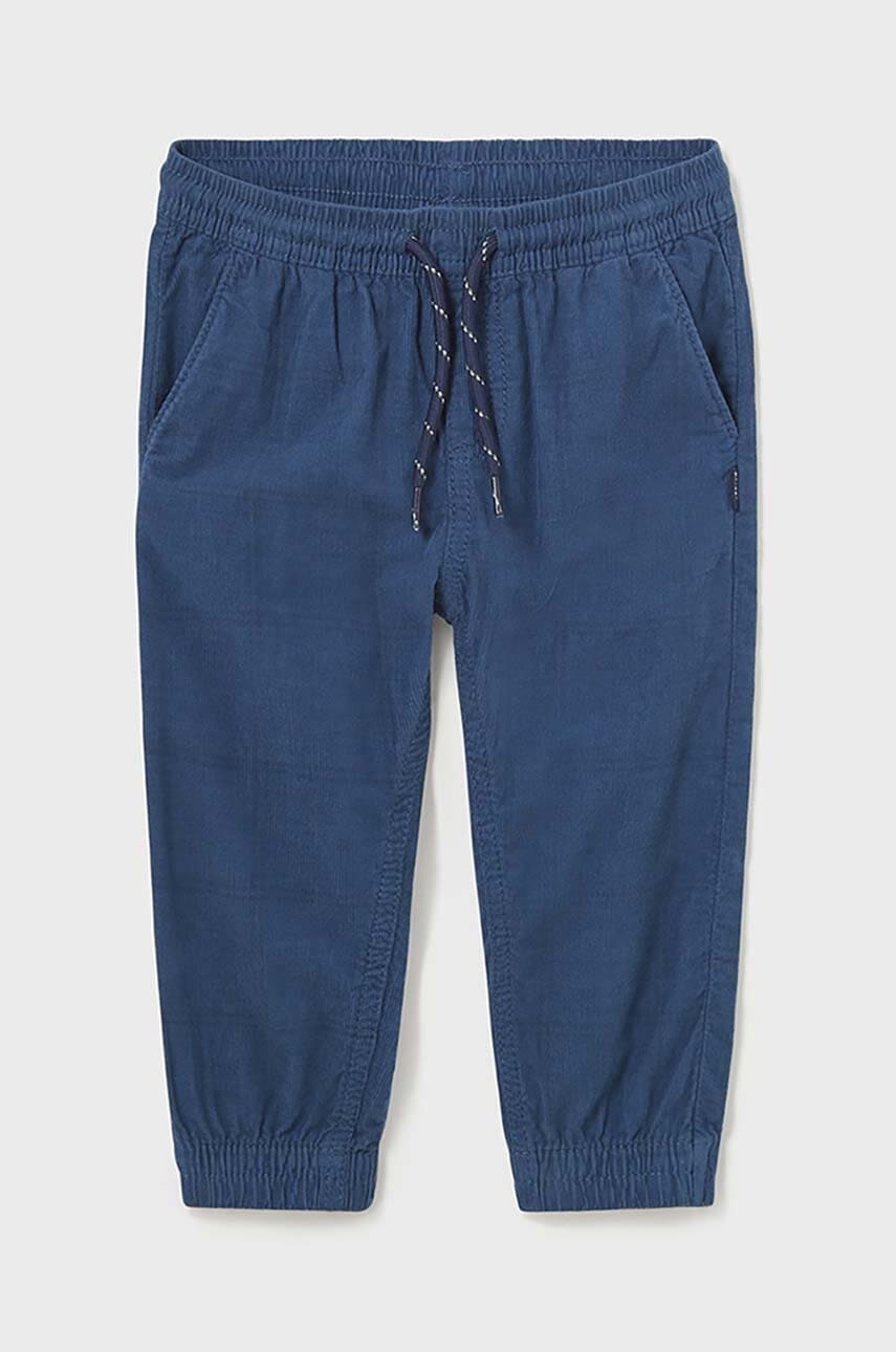 Хлопковые штаны для младенцев Mayoral цвет синий с узором Хлопковые штаны для младенцев Mayoral цвет синий с узором