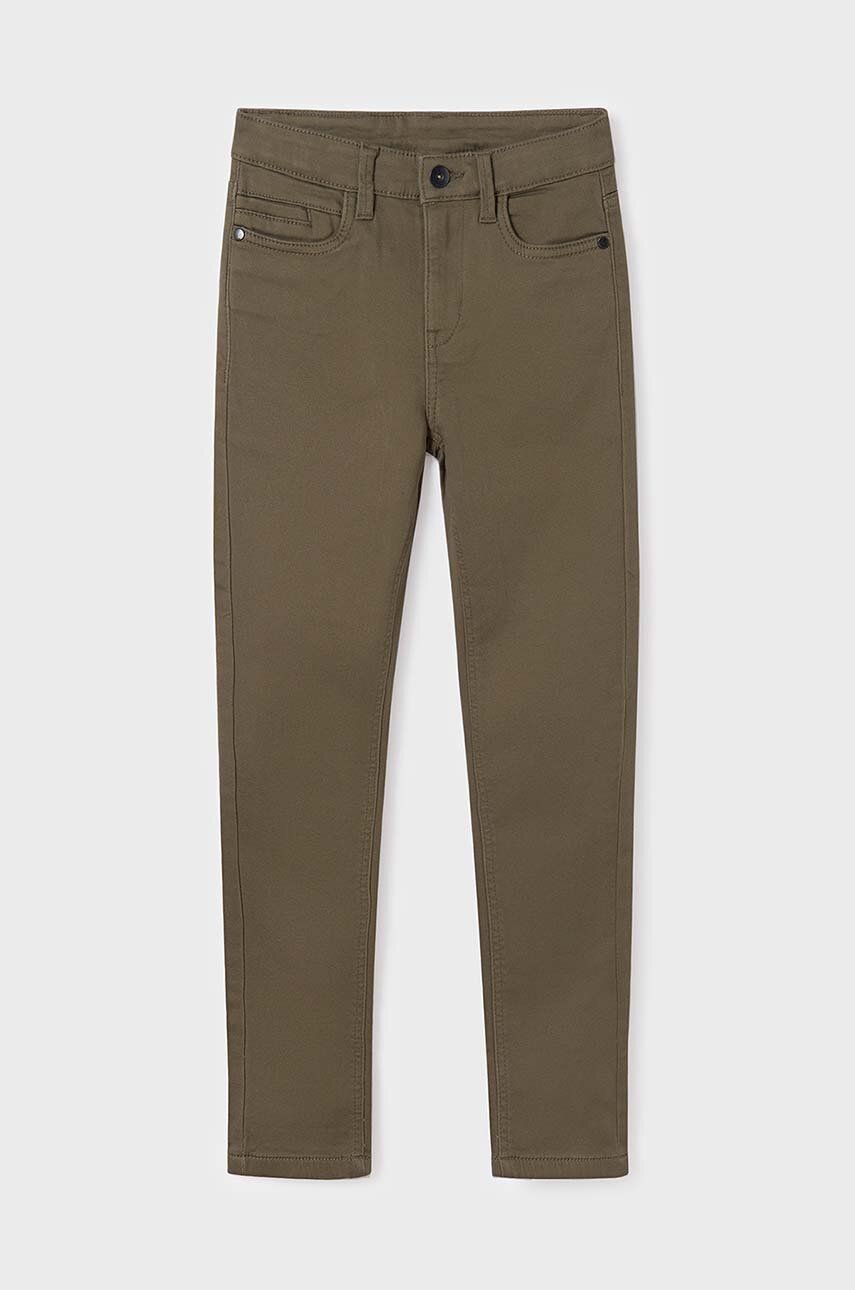 Dětské kalhoty Mayoral soft zelená barva, hladké - zelená -  98 % Bavlna