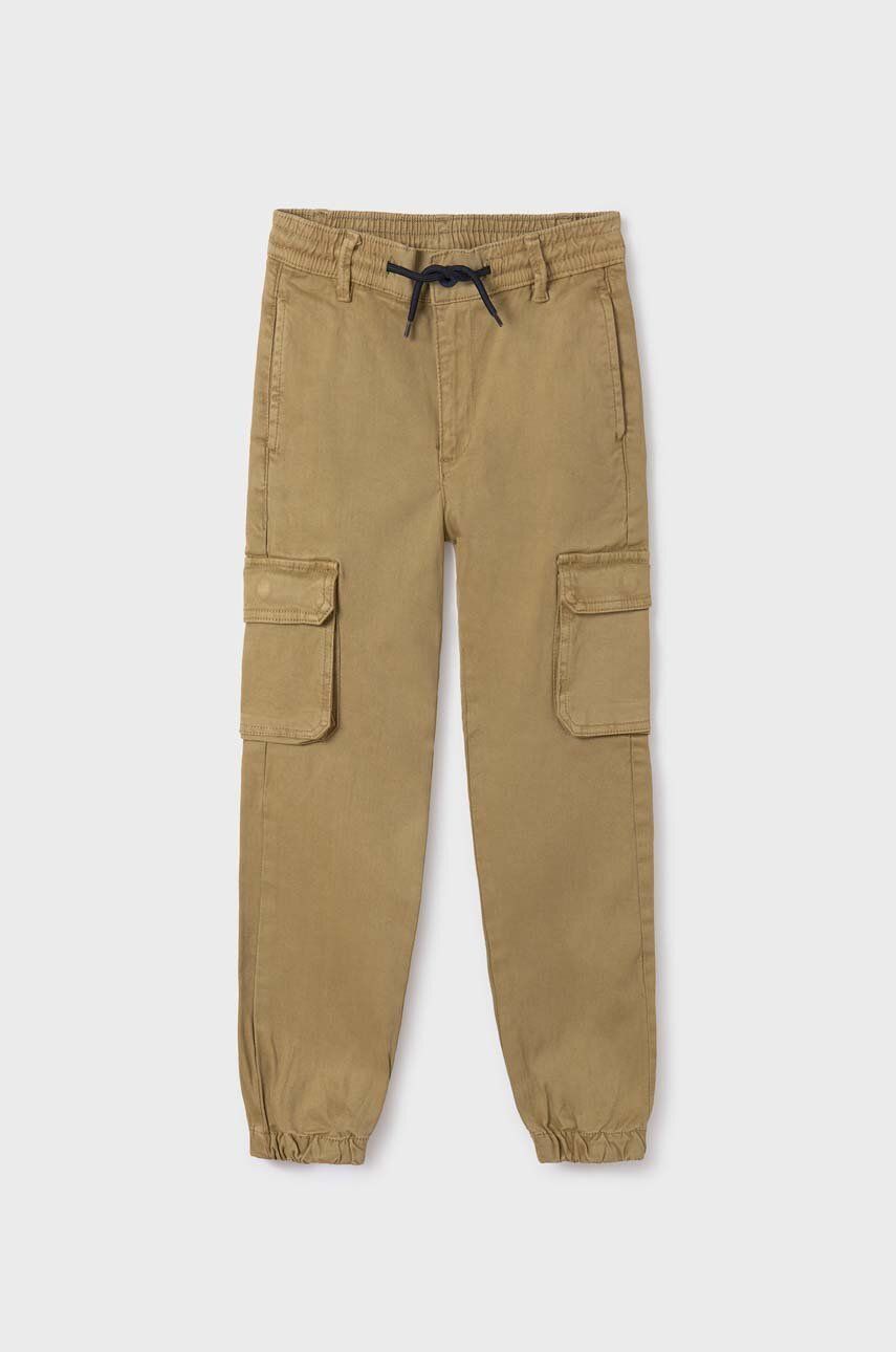 Dětské kalhoty Mayoral cargo béžová barva, hladké - béžová -  98 % Bavlna