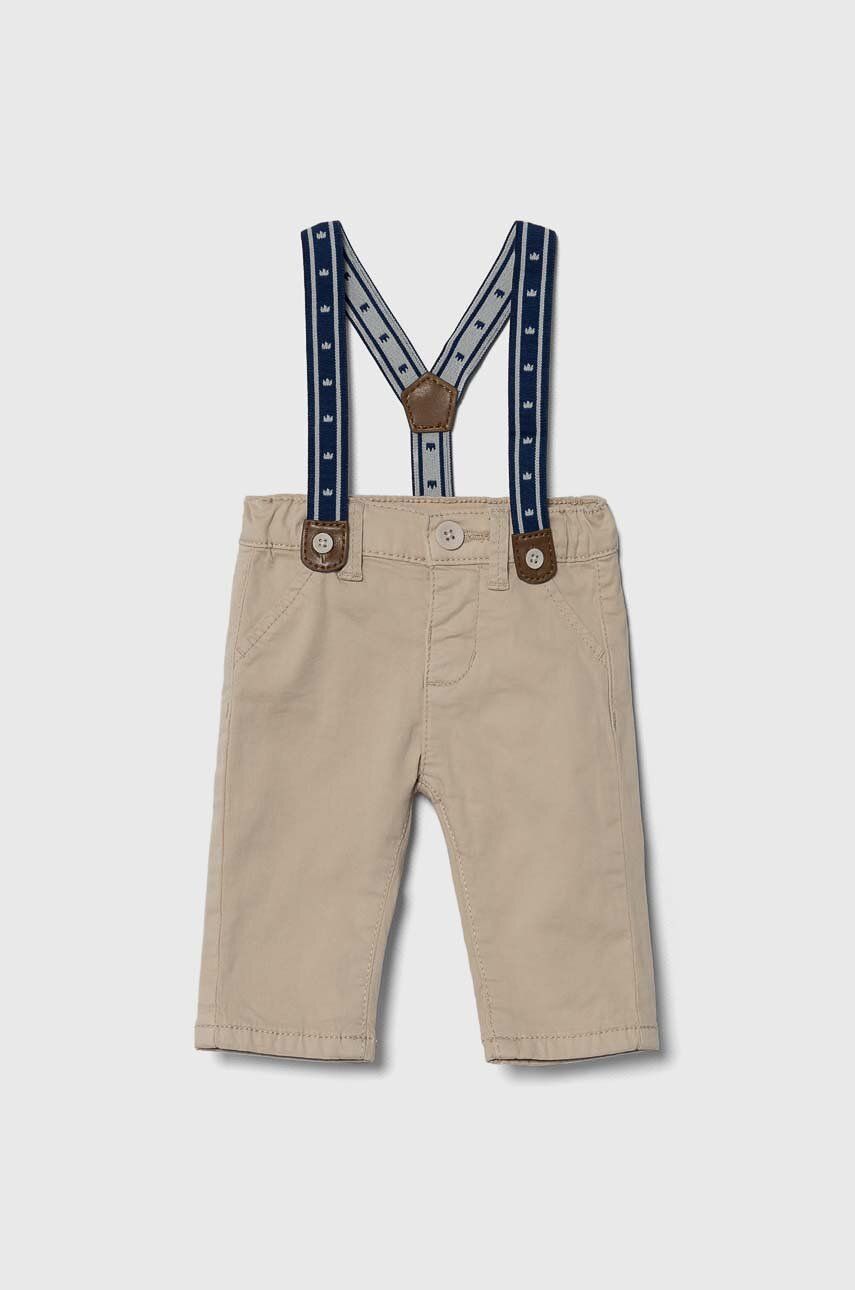 E-shop Kojenecké kalhoty Mayoral Newborn béžová barva, hladké