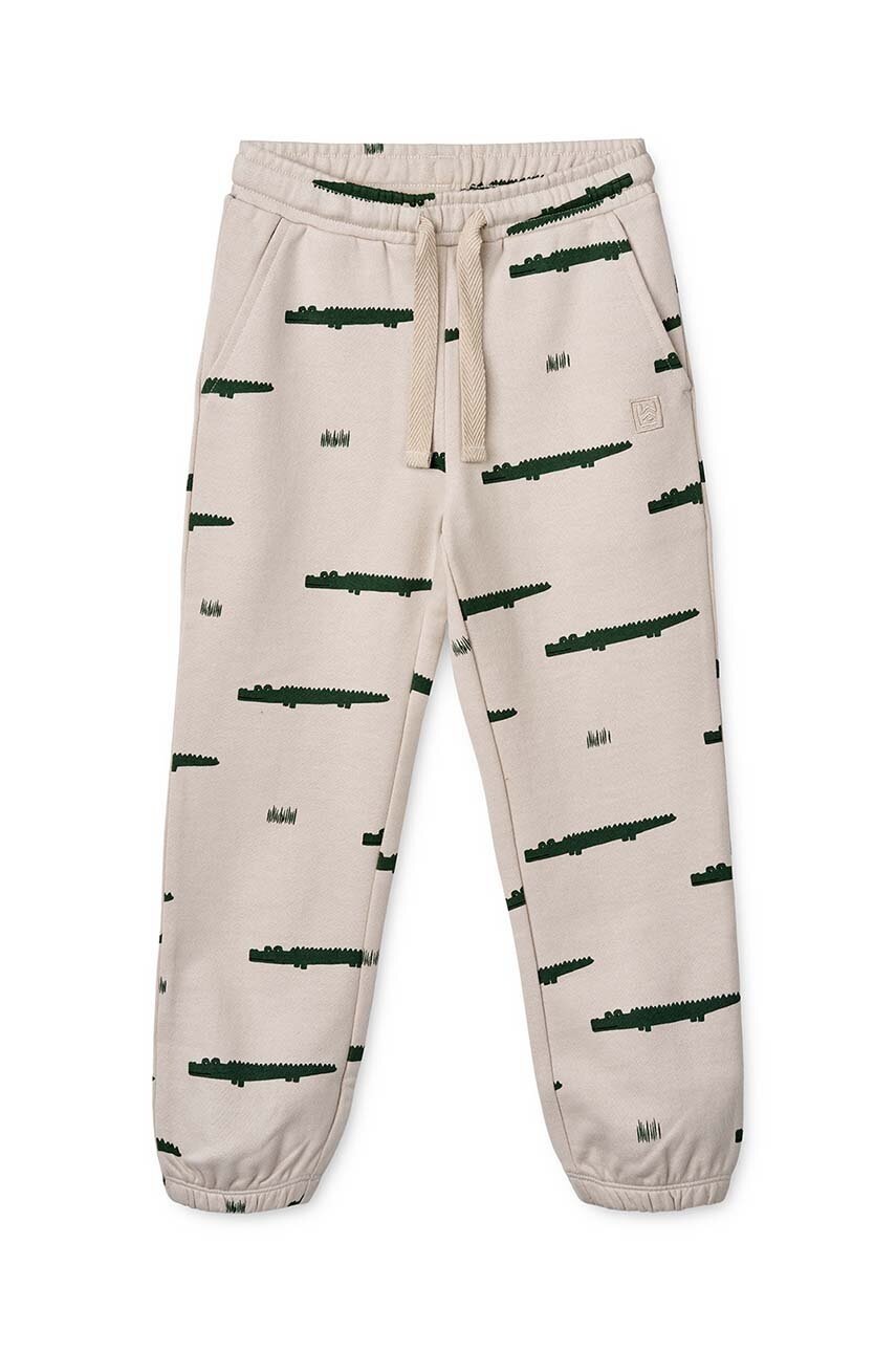 Дитячі бавовняні штани Liewood колір бежевий однотонні