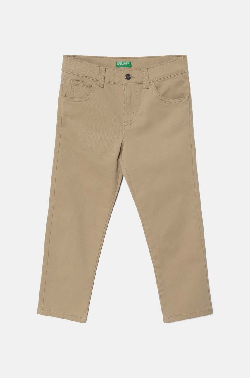 United Colors of Benetton pantaloni copii culoarea bej, neted