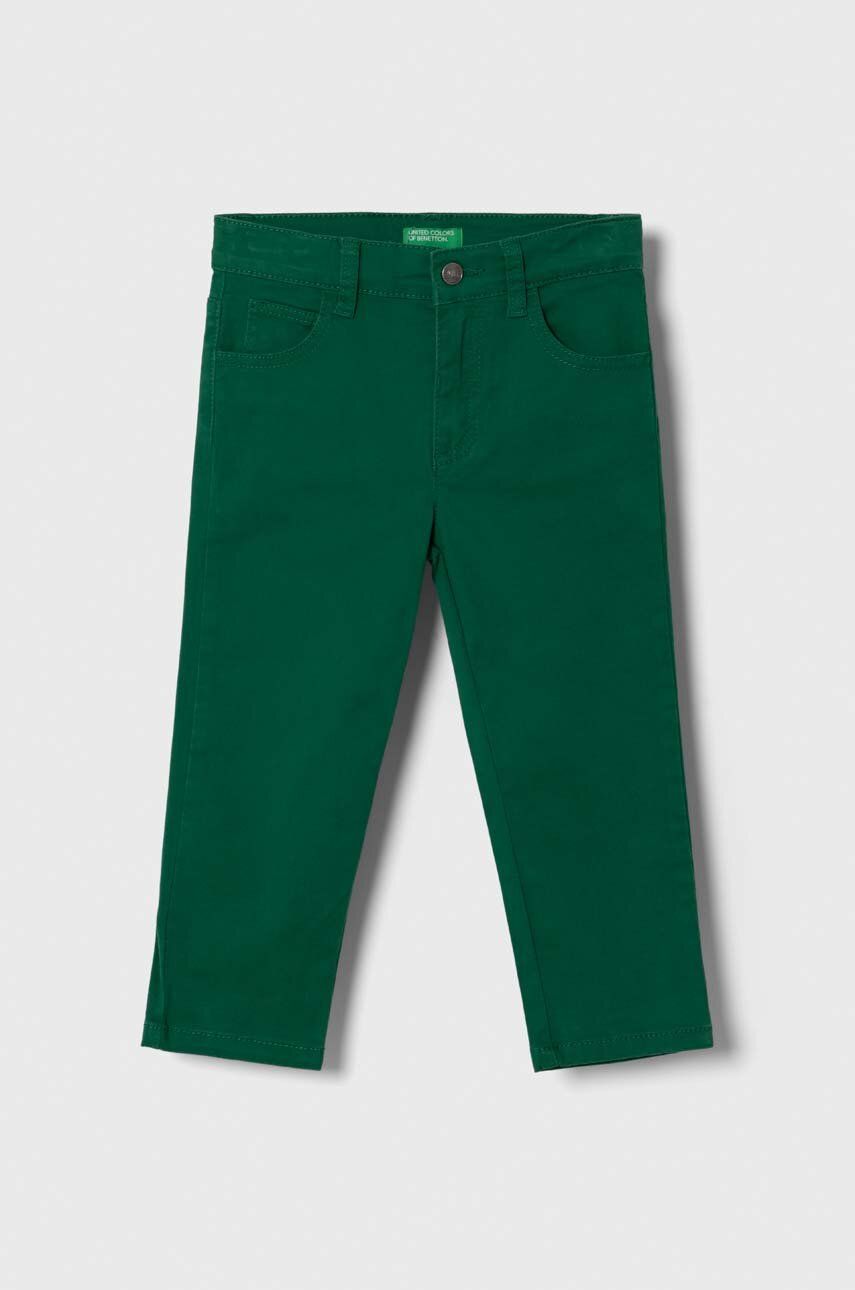 United Colors of Benetton pantaloni copii culoarea verde, neted