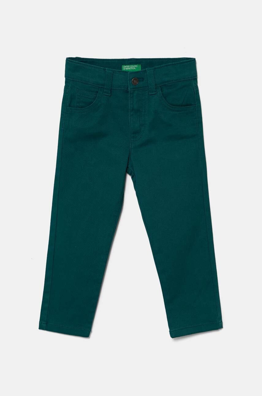 United Colors of Benetton pantaloni copii culoarea verde, neted