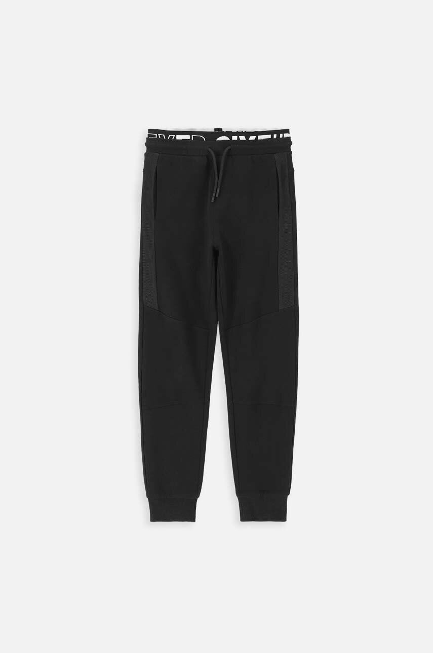 Coccodrillo pantaloni de trening din bumbac pentru copii culoarea negru, neted