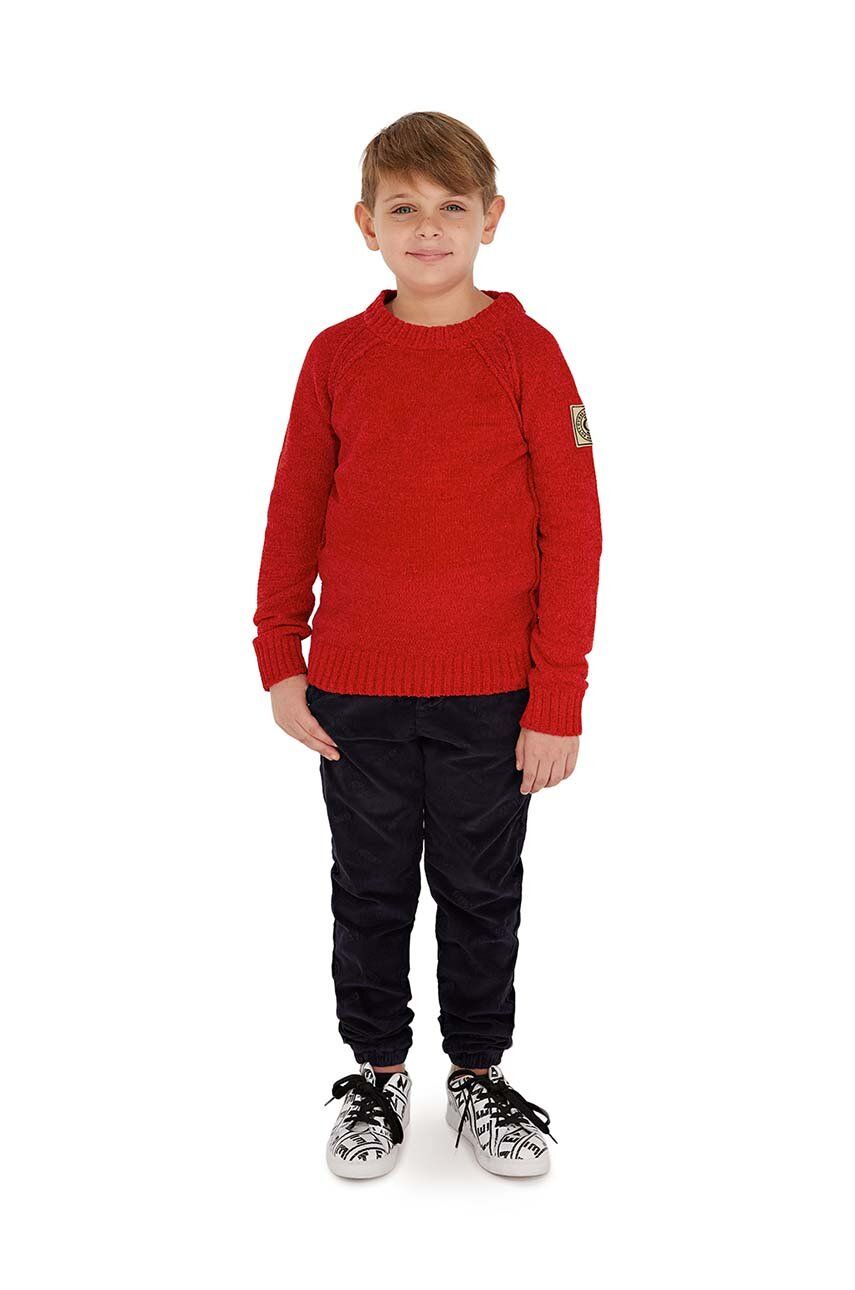 Dětské manšestrové kalhoty Guess tmavomodrá barva - námořnická modř - Hlavní materiál: 77 % Bavlna