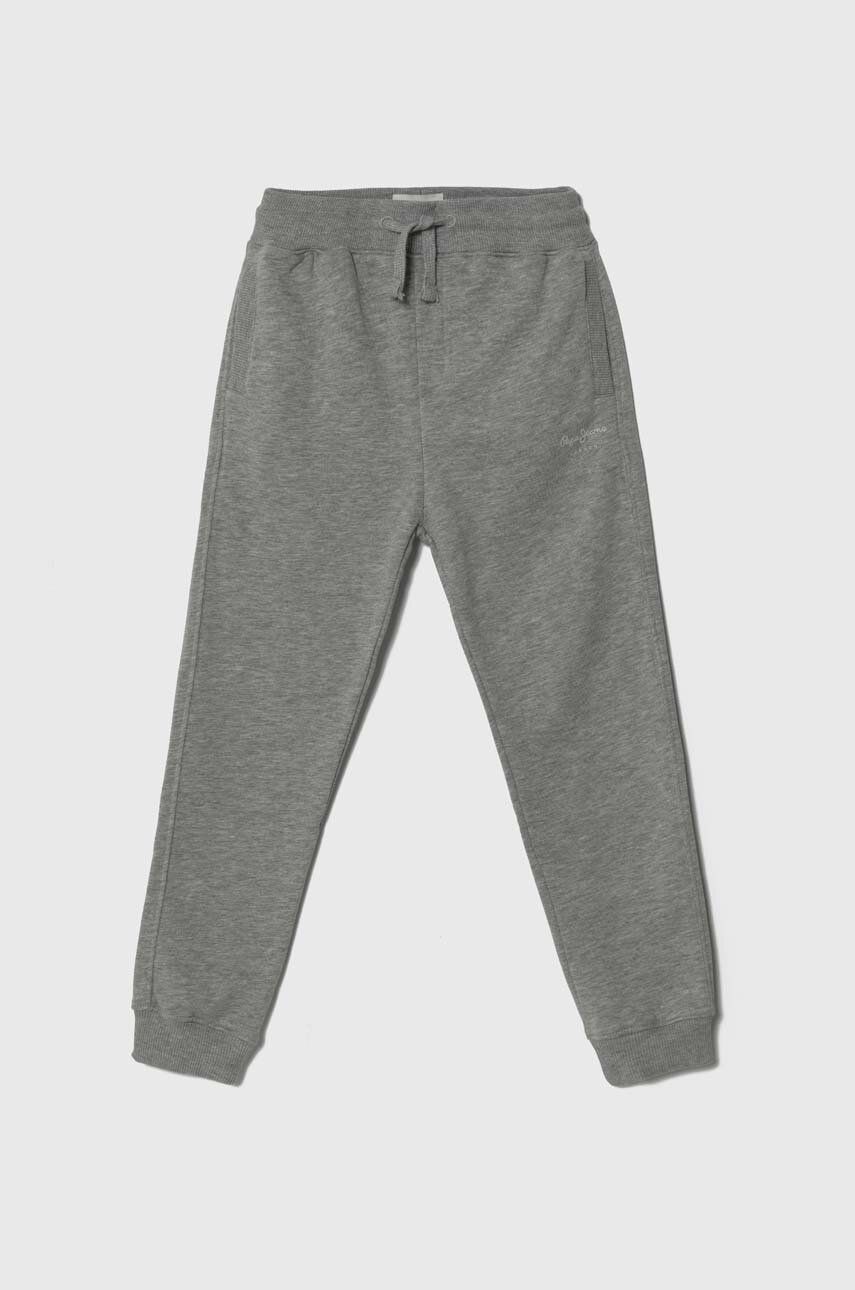 E-shop Dětské bavlněné tepláky Pepe Jeans šedá barva