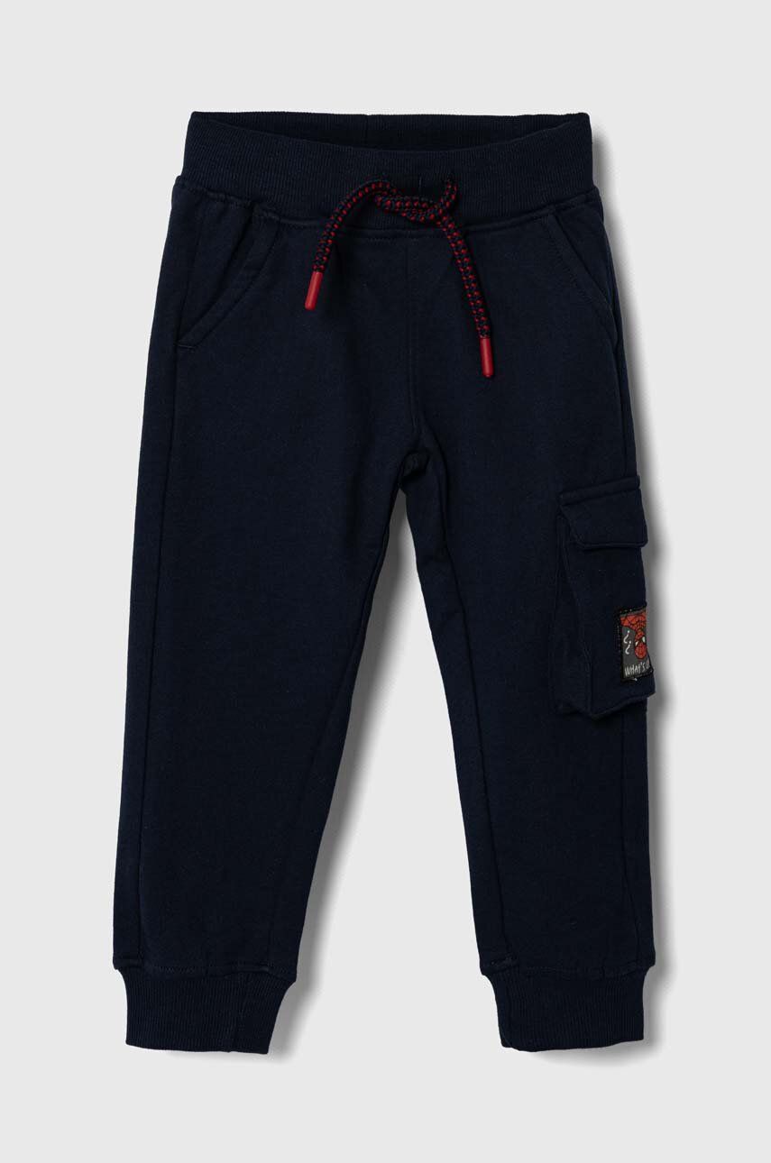 zippy pantaloni de trening din bumbac pentru copii culoarea albastru marin, neted
