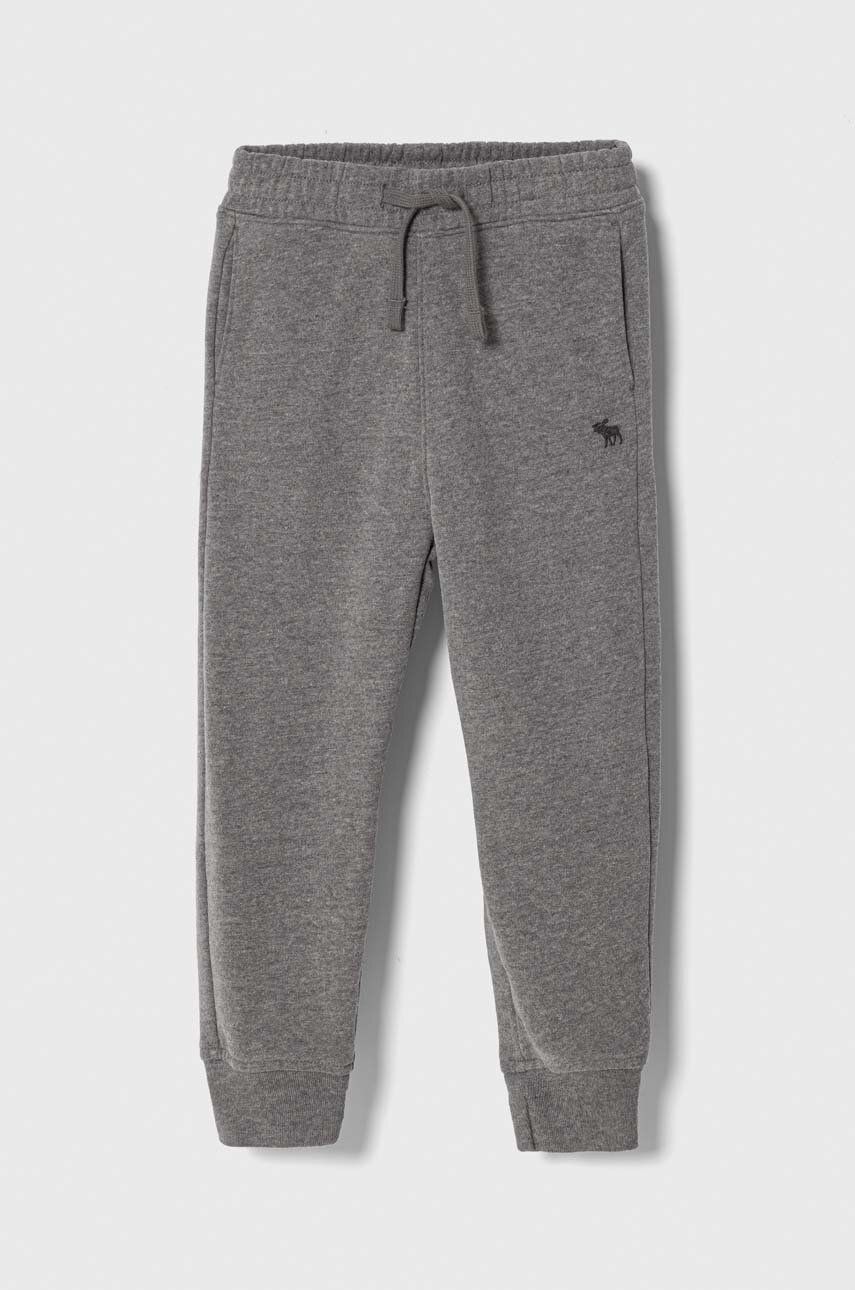 Abercrombie & Fitch pantaloni de trening pentru copii culoarea gri, melanj