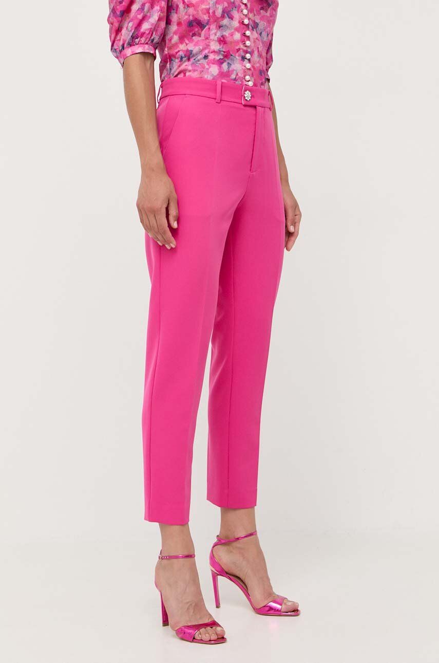 Levně Kalhoty Custommade dámské, růžová barva, jednoduché, high waist