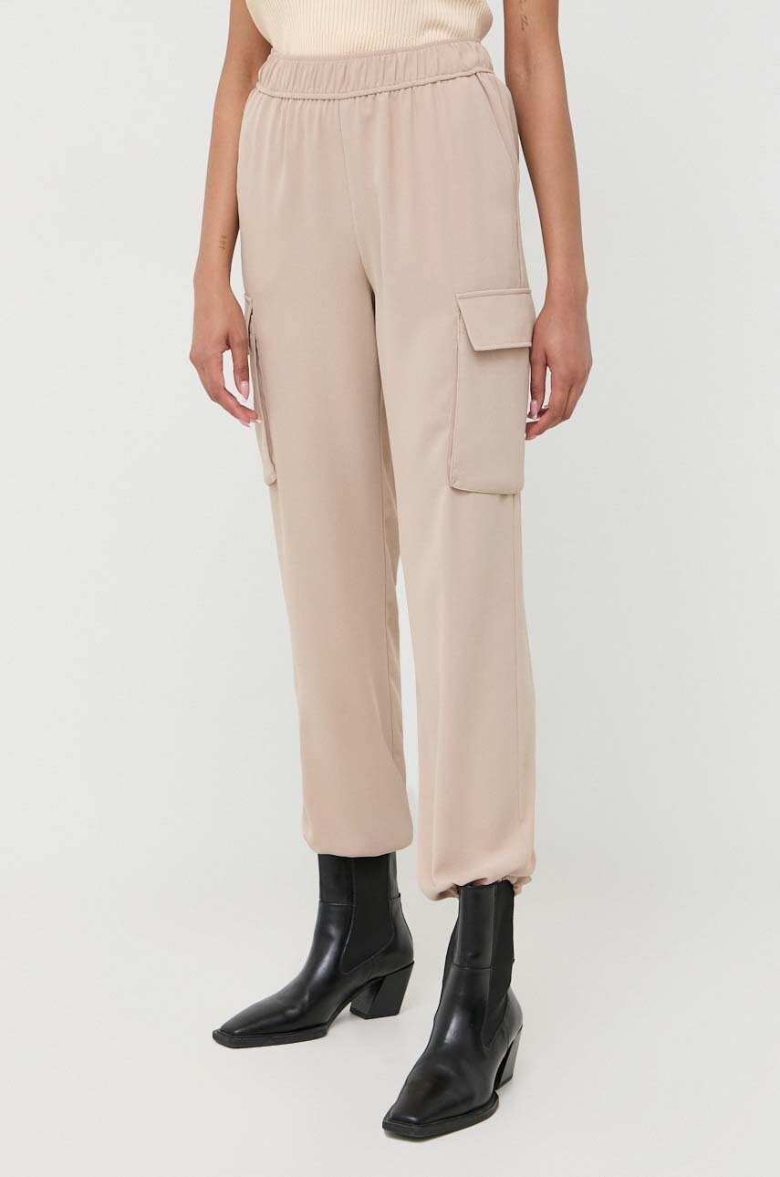 Notes Du Nord Pantaloni Gilli Femei, Culoarea Bej, High Waist