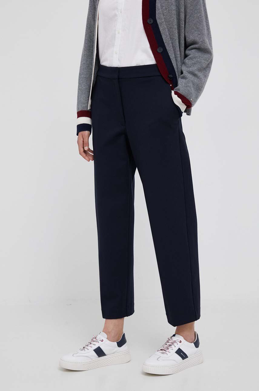 Kalhoty Tommy Hilfiger dámské, tmavomodrá barva, fason cargo, high waist - námořnická modř -  7